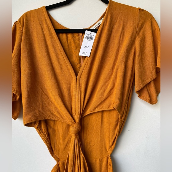 Orange/dark yellow Tall Abercrombie midi cutout dress - Picture 2 of 7